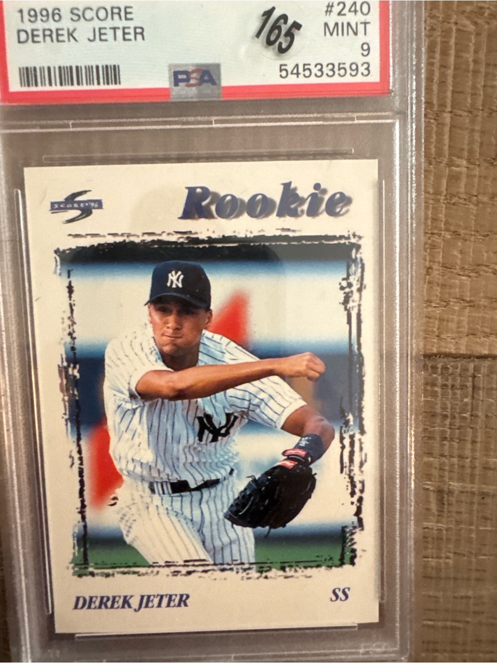 Derek Jeter Rookie Baseball Card Protective Holder - Clear